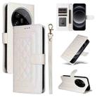 For Xiaomi 14 Ultra Diamond Lattice Leather Flip Phone Case(White) - 1