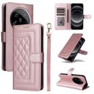 For Xiaomi 14 Ultra Diamond Lattice Leather Flip Phone Case(Rose Gold) - 1