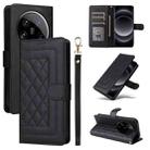 For Xiaomi 14 Ultra Diamond Lattice Leather Flip Phone Case(Black) - 1