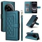 For Xiaomi 14 Ultra Diamond Lattice Leather Flip Phone Case(Green) - 1