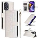 For Xiaomi Poco F5 Diamond Lattice Leather Flip Phone Case(White) - 1