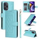 For Xiaomi Poco F5 Diamond Lattice Leather Flip Phone Case(Mint Green) - 1