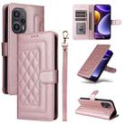 For Xiaomi Poco F5 Diamond Lattice Leather Flip Phone Case(Rose Gold) - 1