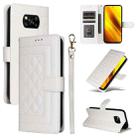 For Xiaomi Poco X3 NFC Diamond Lattice Leather Flip Phone Case(White) - 1