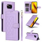 For Xiaomi Poco X3 NFC Diamond Lattice Leather Flip Phone Case(Light Purple) - 1