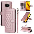 For Xiaomi Poco X3 NFC Diamond Lattice Leather Flip Phone Case(Rose Gold) - 1