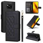 For Xiaomi Poco X3 NFC Diamond Lattice Leather Flip Phone Case(Black) - 1