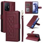 For Xiaomi 11T / 11T Pro Diamond Lattice Leather Flip Phone Case(Wine Red) - 1