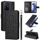 For Xiaomi 11T / 11T Pro Diamond Lattice Leather Flip Phone Case(Black) - 1