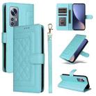 For Xiaomi 12 / 12X Diamond Lattice Leather Flip Phone Case(Mint Green) - 1