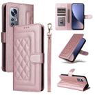 For Xiaomi 12 / 12X Diamond Lattice Leather Flip Phone Case(Rose Gold) - 1