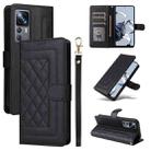 For Xiaomi 12T / 12T Pro Diamond Lattice Leather Flip Phone Case(Black) - 1