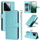 For Xiaomi 14 5G Diamond Lattice Leather Flip Phone Case(Mint Green) - 1