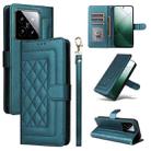 For Xiaomi 14 5G Diamond Lattice Leather Flip Phone Case(Green) - 1