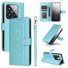 For Xiaomi 14 Pro 5G Diamond Lattice Leather Flip Phone Case(Mint Green) - 1