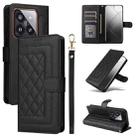 For Xiaomi 14 Pro 5G Diamond Lattice Leather Flip Phone Case(Black) - 1