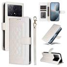 For Xiaomi Poco X6 Pro 5G Diamond Lattice Leather Flip Phone Case(White) - 1