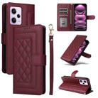 For Xiaomi Poco X5 Pro Diamond Lattice Leather Flip Phone Case(Wine Red) - 1