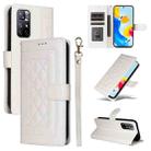 For Xiaomi Poco M4 Pro 5G Diamond Lattice Leather Flip Phone Case(White) - 1