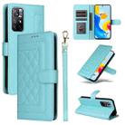 For Xiaomi Poco M4 Pro 5G Diamond Lattice Leather Flip Phone Case(Mint Green) - 1