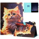 For iPad Pro 11 2022 / Air 10.9 2022 Painted Litchi Leather Sewing Smart Tablet Case(Gold Cat) - 1