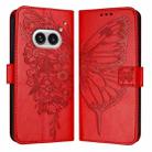 For Nothing Phone 2a Embossed Butterfly Leather Phone Case(Red) - 1