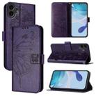 For Nothing CMF Phone 1 Embossed Butterfly Leather Phone Case(Dark Purple) - 1