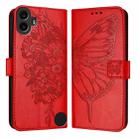 For Nothing CMF Phone 1 Embossed Butterfly Leather Phone Case(Red) - 3