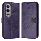 For OnePlus Nord CE4 Embossed Butterfly Leather Phone Case(Dark Purple) - 1