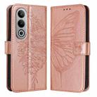 For OnePlus Nord CE4 Embossed Butterfly Leather Phone Case(Rose Gold) - 1