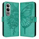 For OnePlus Nord CE4 Embossed Butterfly Leather Phone Case(Green) - 1