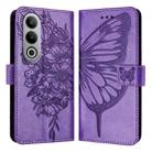 For OnePlus Nord CE4 Embossed Butterfly Leather Phone Case(Light Purple) - 1