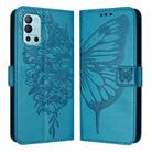 For OnePlus 9R / 8T Embossed Butterfly Leather Phone Case(Blue) - 1