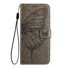 For OnePlus 9R / 8T Embossed Butterfly Leather Phone Case(Grey) - 2