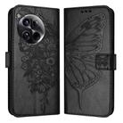 For OnePlus 12 5G Global Embossed Butterfly Leather Phone Case(Black) - 1