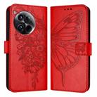 For OnePlus 12 5G Global Embossed Butterfly Leather Phone Case(Red) - 1