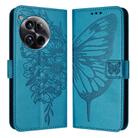 For OnePlus 12 5G Global Embossed Butterfly Leather Phone Case(Blue) - 1
