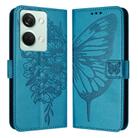 For OnePlus Ace 2V / Nord 3 Embossed Butterfly Leather Phone Case(Blue) - 1