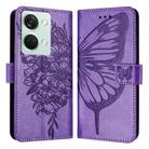 For OnePlus Ace 2V / Nord 3 Embossed Butterfly Leather Phone Case(Light Purple) - 1