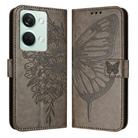 For OnePlus Ace 2V / Nord 3 Embossed Butterfly Leather Phone Case(Grey) - 1