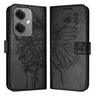 For OnePlus Nord CE3 Embossed Butterfly Leather Phone Case(Black) - 1