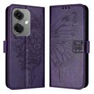 For OnePlus Nord CE3 Embossed Butterfly Leather Phone Case(Dark Purple) - 1