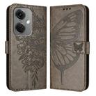 For OnePlus Nord CE3 Embossed Butterfly Leather Phone Case(Grey) - 1