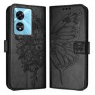 For OnePlus Nord N300 Embossed Butterfly Leather Phone Case(Black) - 1