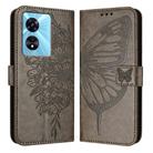 For OnePlus Nord N300 Embossed Butterfly Leather Phone Case(Grey) - 1