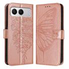 For OnePlus Nord 4 5G Embossed Butterfly Leather Phone Case(Rose Gold) - 3