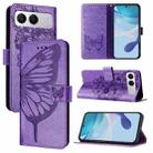 For OnePlus Nord 4 5G Embossed Butterfly Leather Phone Case(Light Purple) - 1