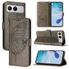 For OnePlus Nord 4 5G Embossed Butterfly Leather Phone Case(Grey) - 1