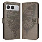 For OnePlus Nord 4 5G Embossed Butterfly Leather Phone Case(Grey) - 3