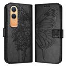 For OnePlus Nord CE4 Lite Embossed Butterfly Leather Phone Case(Black) - 2